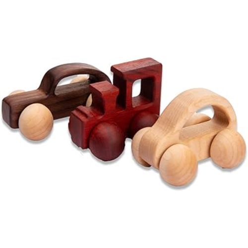 Wooden Rattle Toy Baby Wooden Car Baby Toddler Toy Preschool Education Car Toy 3PCS Newborn Gift
