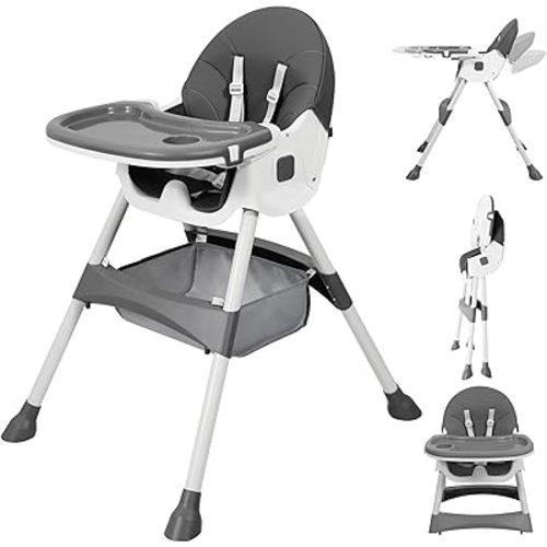 Baby High Chair, 6 in 1 Convertible High Chairs for Babies and Toddlers with 5-Point Safety Harness,Foldable High Chair for Space-Saving, Adjustable Dining Tray,Backrest & Height,Easy to Clean Surface