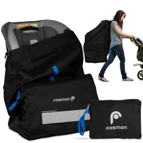 Fosmon Airplane Infant Car Seat Travel Bag With Adjustable Padded Shoulder Strap, Water-resistant Nylon Car Seat Bag, Universal Size Backpack - Black
