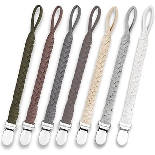 7 Pcs Braided Pacifier Clip, Pacifier Clips for Boys & Baby Girls, Pacifier Holder Clip Binky Clips