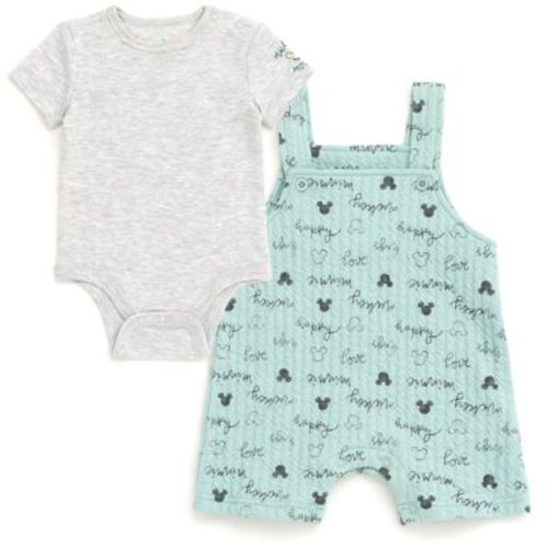 Disney Mickey Mouse Minnie Mouse Infant Baby Boys Bodysuit And Short Overalls Outfit Set Mickey Mouse / Green 18 Months