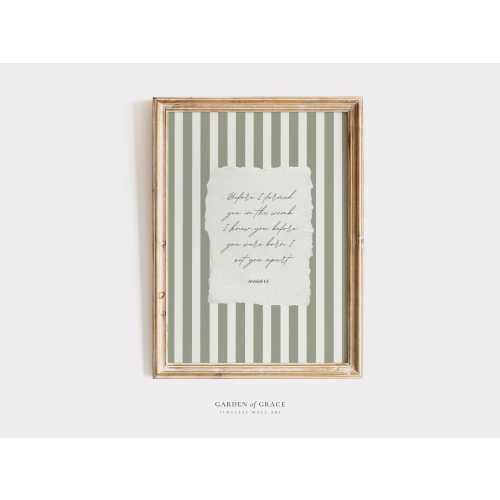Jeremiah 1:5 - Before I Formed You Nursery Wall Art, Christian Pale Sage Green Kids Room Decor, Bible Verse Print, Scripture Farmhouse Decor