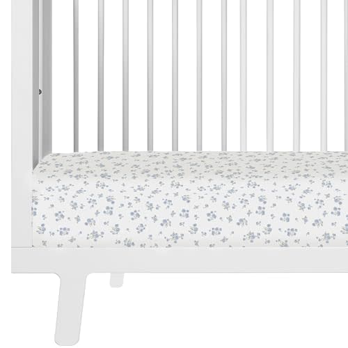MakeMake Organics GOTS Certified Organic Cotton Crib Sheet with Pillowcase (14"x19") Buttery Soft Breathable Hypoallergenic Fitted Sheet, (28"x52", Mini Roses)