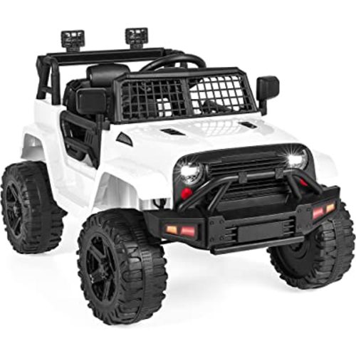 Best Choice Products 12V Kids Ride On Truck Car w/Parent Remote Control, Spring Suspension, LED Lights, AUX Port - White