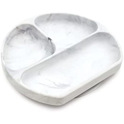 Bumkins Silicone Grip Dish, Suction Plate, Divided Plate, Baby Toddler Plate, BPA Free, Microwave and Dishwasher Safe – Marbled