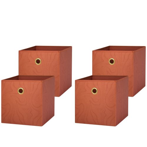 Mainstays Collapsible Fabric Cube Storage Bins (10.5" x 10.5"), 4 Pack, Red Canyon Swirl