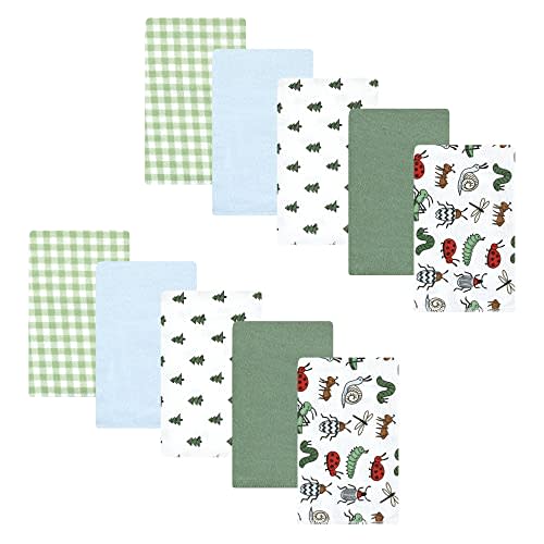 Hudson Baby Unisex Baby Cotton Flannel Burp Cloths, Bugs, One Size