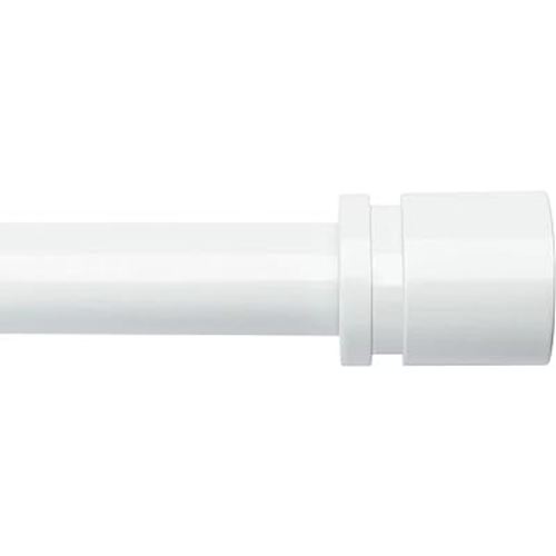 Curtain Rods for Windows 16 to 88 Inches Adjustable Length 1 Inch Diameter Window Curtain Rod with Aluminium End Cap, White