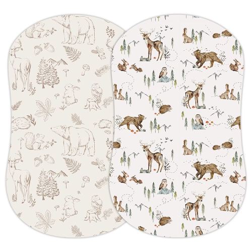 Baby Bassinet Sheets for Boy, Girl (Magic Forest) 2-Pack - Fitted Bedside Bassinet Sheets - Buttery Soft Cotton Blend for Standard Mattress Pad - Compatible with Halo BassiNest