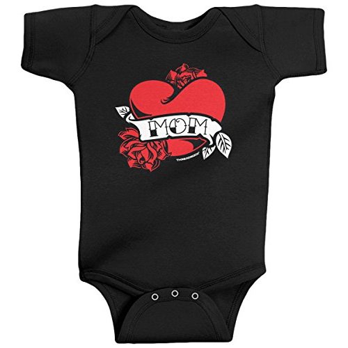 Threadrock Baby Boys' Mom Heart Tattoo Infant Bodysuit