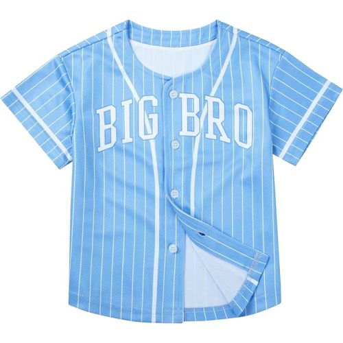 Big Brother Shirt for Toddler Boy Baseball Jersey Button Down Hip Hop Sport T Shirts Baby Announcement Tee Top