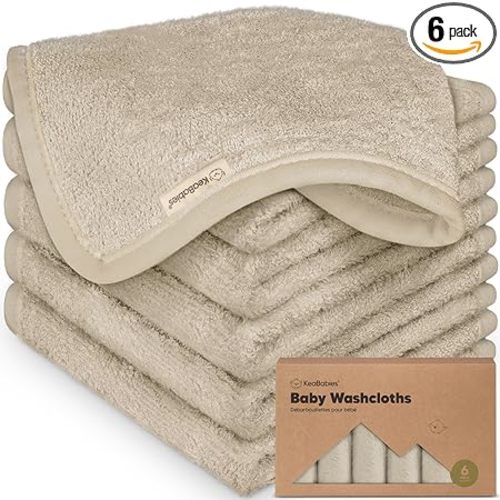 6-Pack Baby Washcloths – Soft Absorbent Viscose from Bamboo Washcloths for Face, Body, Baby Towels for Newborn, Kids, Toddlers,Infant,Gentle on Sensitive Skin,10x10 Reusable Face Towels(Earth Brown)