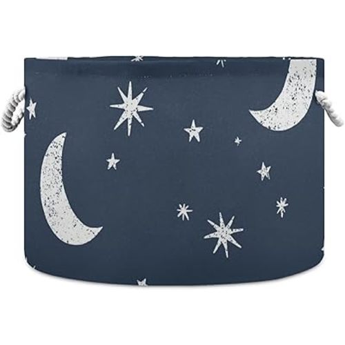 ALAZA Moon Stars and Clouds on The Midnight Sky Storage Basket Gift Baskets Large Collapsible Laundry Hamper with Handle, 20x20x14 in, B06D20005
