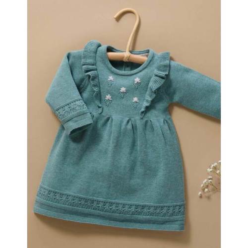 Primrose Knitted Dress Pea Green Melange - Purebaby | Maisonette