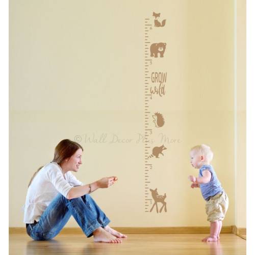 Woodland Theme Grow Wild Height Ruler Chart Wall Decal Sticker - Ideal Baby Gift - Nursery Decor