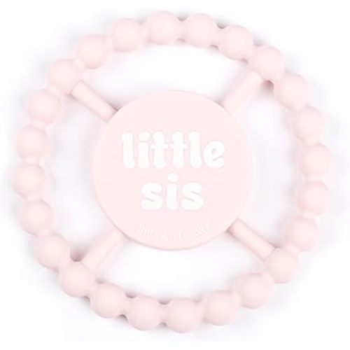 Bella Tunno Happy Teether for Girls– Soft & Easy Grip Baby Girl Teether Toy, Silicone Teether Ring to Help Soothe Gums, Non-Toxic and BPA Free, Little Sis