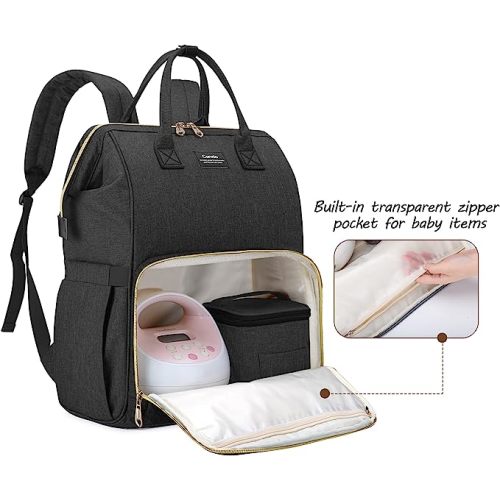CURMIO Breast Pump Bag Backpack Compatible for Spectra S1, S2, Medela, Pumping Tote with Compartment for Cooler Bag, with Padded Laptop Sleeve for Working Moms, Black