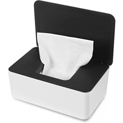 NOVWANG Wipes Dispenser, Baby Wipe Holder, Keeps Wipes Fresh, Refillable Wipe Container Baby Wipes Case for Bathroom Wipes Pouch Case, Black-White