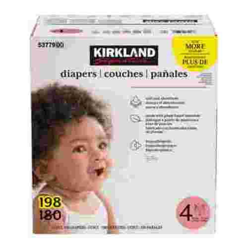 Kirkland Signature Diapers Size 4 (22 lbs - 37 lbs) 180 Count W/ Exclusive Health and Outdoors Wipes