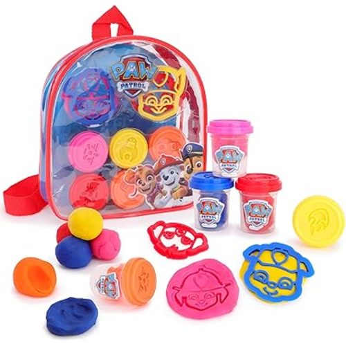 Toyland® Paw Patrol Kids Dough Backpack Set – 5 Tubs of Dough & 4 Cutters Included - Paw Patrol Toys