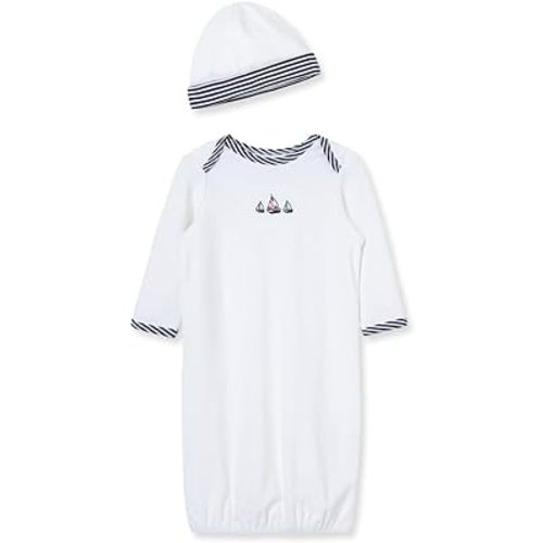 Little Me Clothes for Baby Boys' 2-Piece Nightgown and Cap Set 100% Cotton with Elastic Bottom, Baby Essentials, 0-3 Months