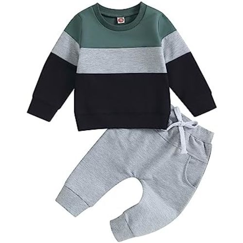 Toddler Boy Baby Clothes 2 Piece Set Long Sleeve Sweatshirt Top and Matching Pants Newborn Boys Fall Winter Outfits