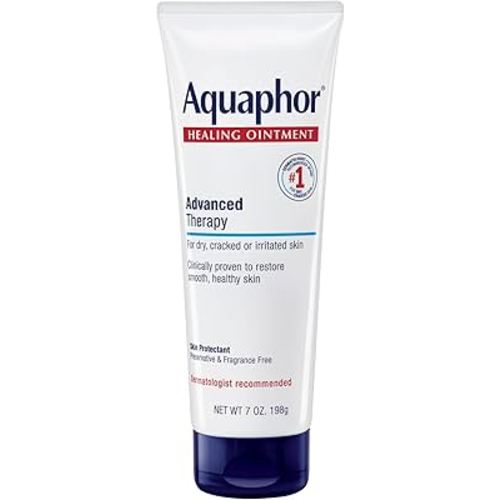 Aquaphor Healing Ointment Advanced Therapy Skin Protectant, Body Moisturizer for Dry Skin, Minor Cuts and Burns, Dry Cuticles, Cracked Heels, Hands and Lips, 7 Oz Tube