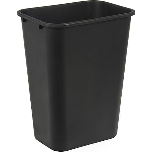 Amazon Basics Trash Can, Rectangular Commercial Office Wastebasket, 10 Gallon (Pack Of 1), Black (Previously AmazonCommercial brand)