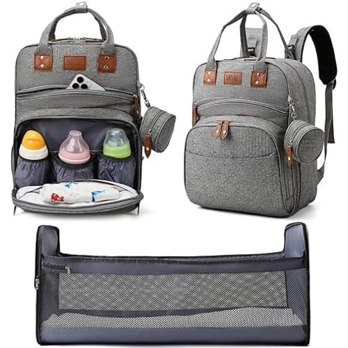 Baby Diaper Bag Backpack with Changing Station, best baby registry shower gifts, Baby Diaper Bags for Men and Women,Essential Gifts for New Parents of Babies(Gray