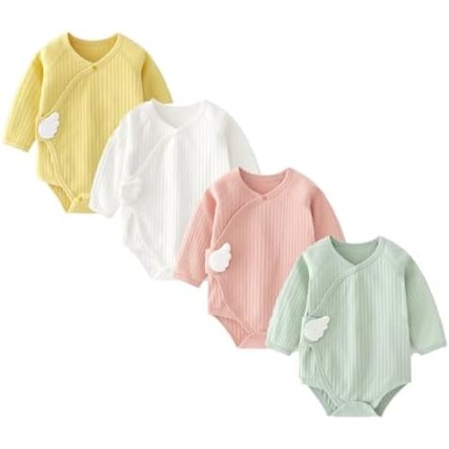 Newborn Cotton Baby Girls Boys Bodysuit Long Sleeve Printed Romper Spring Autumn 4-pack One-Piece Baby Clothes
