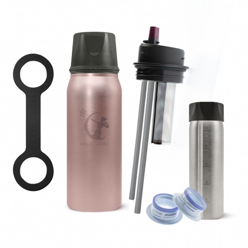 Free The Moms Gift Bundle, Breastmilk Chiller Reusable Storage Container and Accessories by CERES CHILL | Keeps Milk Safe for up to 20 Hours | Connects w/Major Pumps (La Vie en Rose Gold)