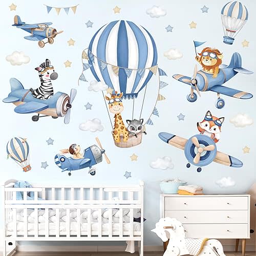 Hot Air Balloon Animals Wall Decals