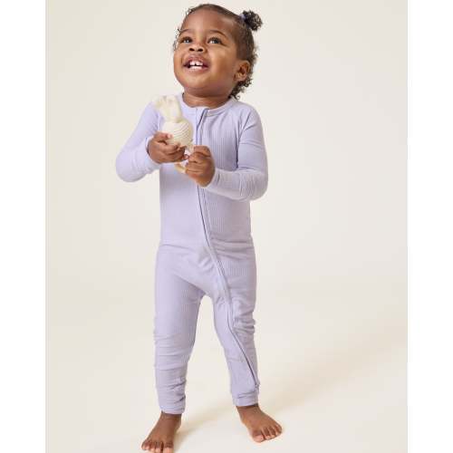 Ribbed Bamboo Baby Pajama | Lilac Heather - Kindred Bravely