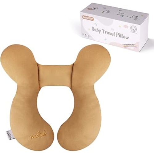 KAKIBLIN Baby Travel Pillow, Infant Head and Neck Support Pillow for Car Seat, Pushchair, for 0-1 Years Old Baby (Brown)