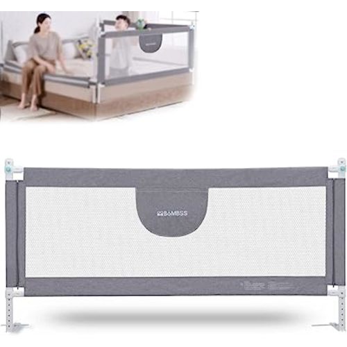 MBQMBSS Bed Rails for Toddlers - 60 70 80 Inch Extra Long Baby Bed Rail Guard with Y-Strap for Kids Twin,Double,Full Size Queen & King Mattress (Gray/White) (1Side: 80 Inch(L) X30(H))