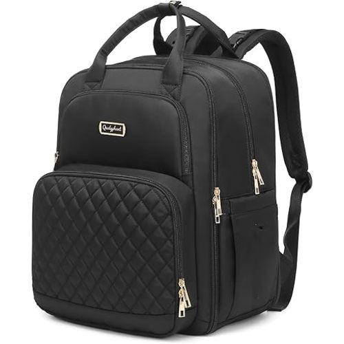 Diaper Bag Backpack - Extra Large Diaper Bag for 2 Kids Twins (Expandable 30-38L) - Travel Baby Backpack with Changing Pad for Mom Dad (Quilted, Water Resistant, Black)