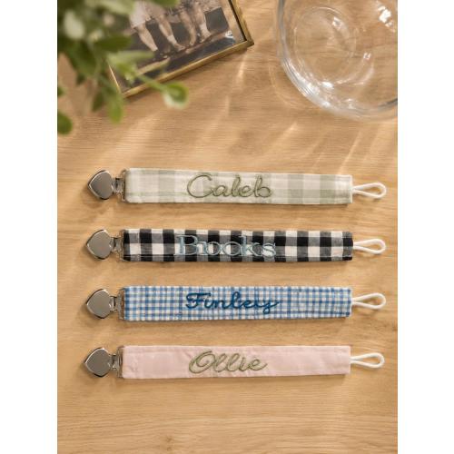 Personalized Pacifier Clips/ Embroidered Pacifier Clip/Handmade Paci Holder/ Baby Shower Gift