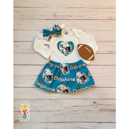 Miami Dolphins Baby Outfit, Miami Dolphins Skirt, Dolphins Baby Girl, Miami Dolphins Toddler Outfit