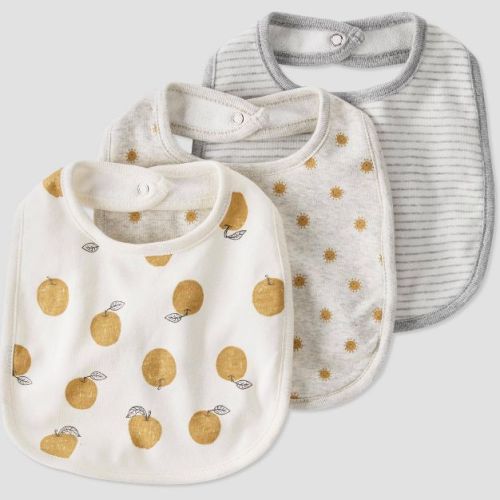 little Planet By Carter's Baby 3pk Organic Cotton Apple Bib - Gray