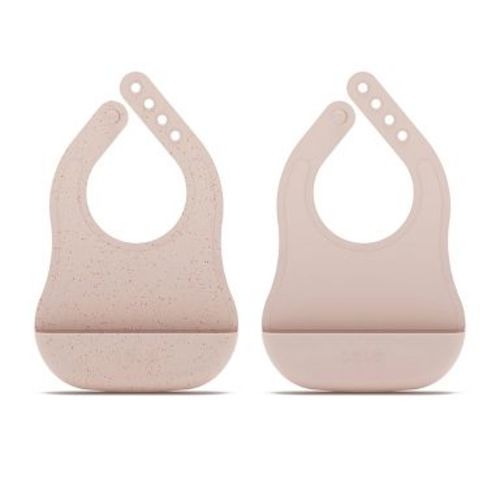 Lalo 2pk Silicone Bibs - Grapefruit