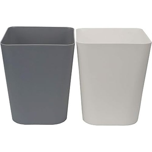 1.6 Gallon Small Trash Can Wastebasket for Kitchen Office Bathroom,Pack of 2(White+Gray)