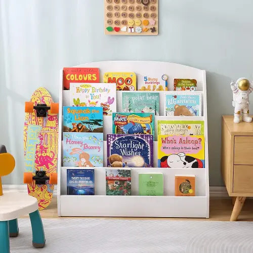 TOETOL Kids Bookshelf Toddler Bookshelf for Rooms White Book Display Shelve for Classroom, Kids Bedroom, Nursery-5-Tier (White)