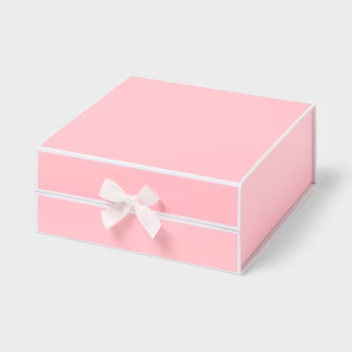 10"x10"x4" Square Gift Box with Bow Pink - Spritz™
