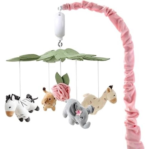 The Peanutshell Crib Mobile for Girls - Soft Pink Musical Baby Crib Mobile with 12 Lullabies, Cute Animal Baby Wildest Dreams Wildest Dreams Nursery Decor