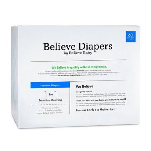 Believe Baby Premium Viscose Made From Bamboo Disposable Diapers - Size New Born - 60ct