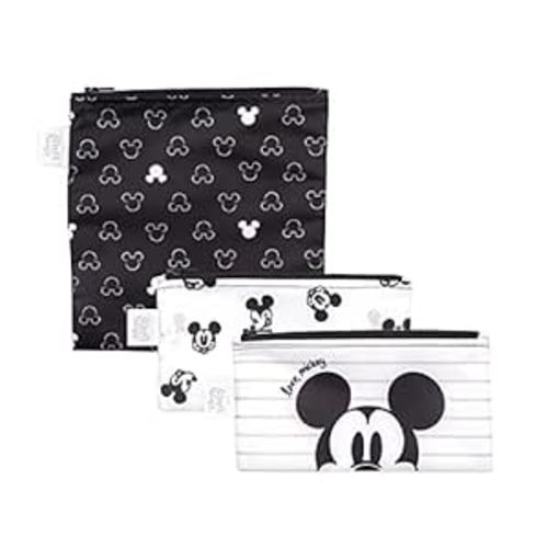 Amazon.com : Bumkins Disney Reusable Sandwich and Snack Bags, for Kids School Lunch and for Adults Portion, Washable Fabric, Waterproof Cloth Zip Bag, Travel Pouch, Food-Safe Storage, 3-pk Love, Mickey : Baby