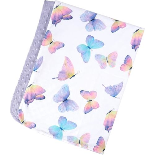 Premium Soft Plush Lightweight Minky Dot Toddler Baby Blanket for Newborn 30"x40" - Soft Baby Blanket for Boys and Girls - (Butterfly Purple) Unisex
