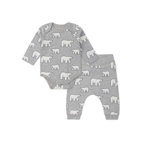 M+A by Monica + Andy Organic Cotton Baby Gender Neutral First Moves Bodysuit + Groove Pant Set, Sizes Newborn -18 Months