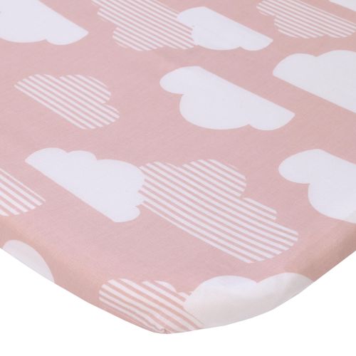 Pink & White Clouds Skip Hop Cozy-Up 2-in-1 Bedside Sleeper 100% Cotton Fitted Bassinet Sheet - Pink & White Clouds | skiphop.com