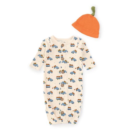 Mud Pie Baby Boys Newborn-3 Months Long-Sleeve Pumpkin Truck Gown